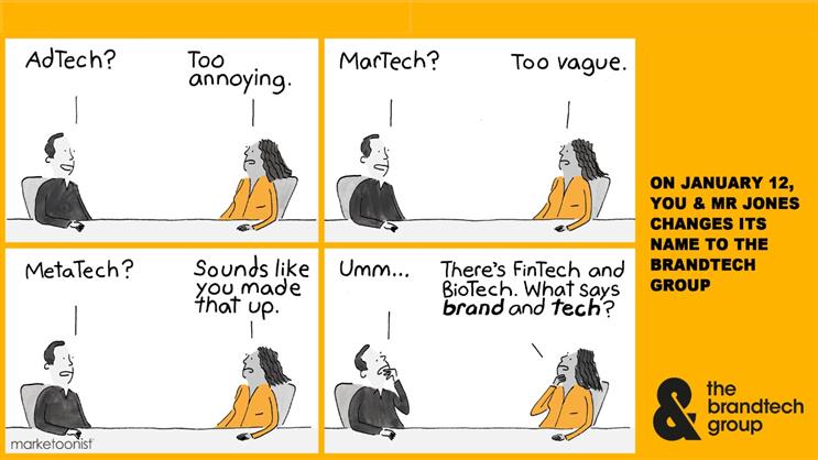 Brandtech Group: cartoon points out the simplicity of the new name 