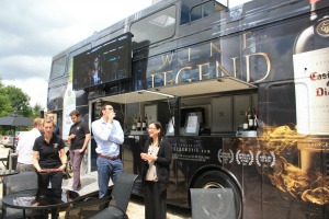 The bus features a cinema screen to promote the brand's film