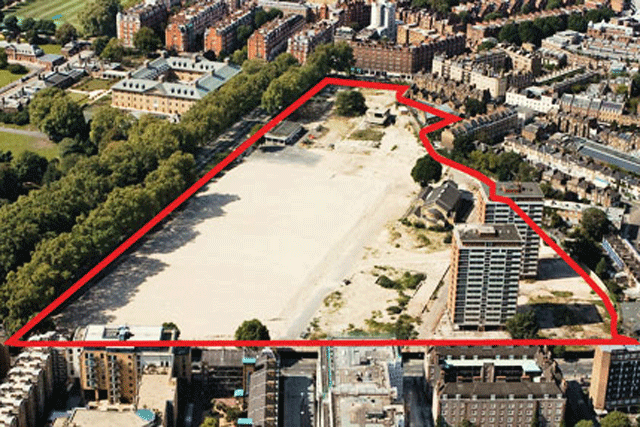Chelsea Barracks: the area outlined for development