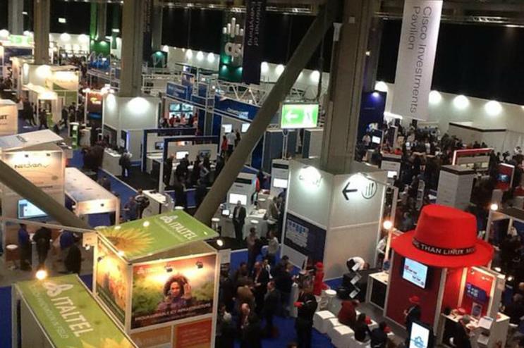 The World of Solutions floor ready for today's delegates (@spaandrews)