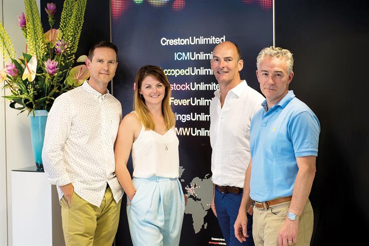 (Left to right) Chris Pearce, joint chief executive, TMW Unlimited; Natalie Price, creative production assistant, TMW Unlimited; Tim Bonnet, chairman, Creston Communications and Insight; and Barrie Brien, group chief executive, Creston