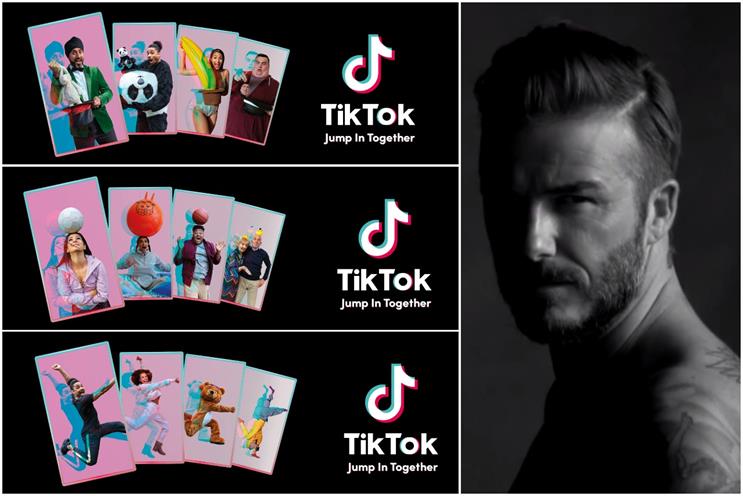 TikTok: Beckham (right) will unveil activity after launch of out-of-home (left) and TV work