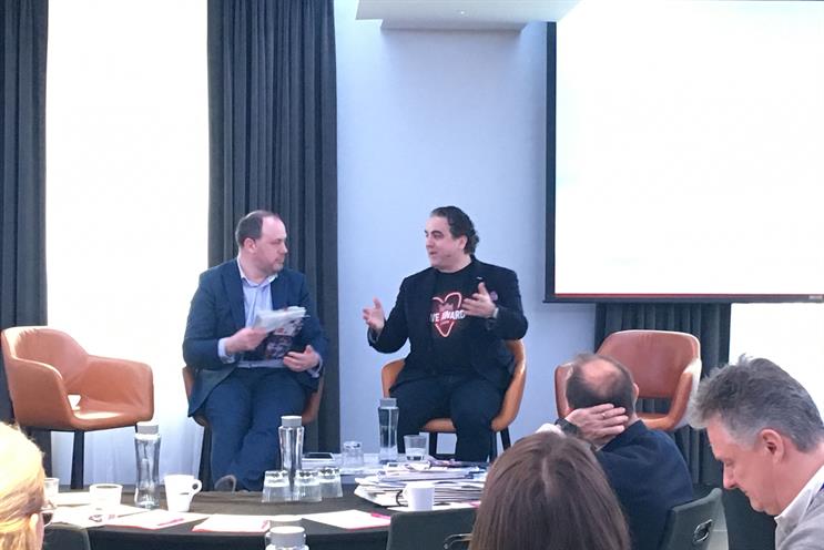 Julio Bruno (r) in conversation with Gideon Spanier