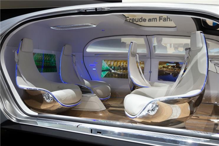 The interior of a self-driving Mercedes-Benz concept car (Picture: Shutterstock)