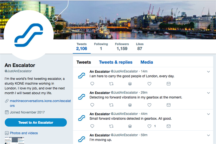 IBM Watson and Kone have given one London escalator a voice on Twitter