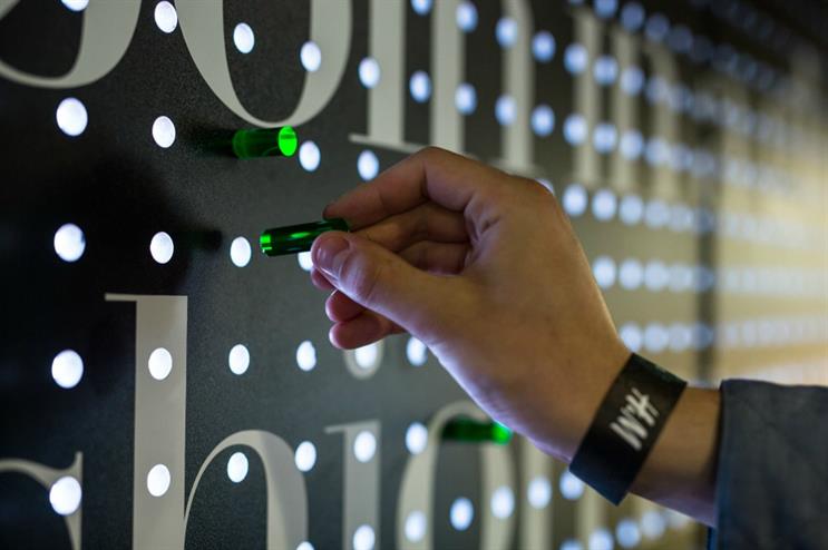 Visitors who recycled items were given a token which they could use to change the colour of the fourth-floor wall