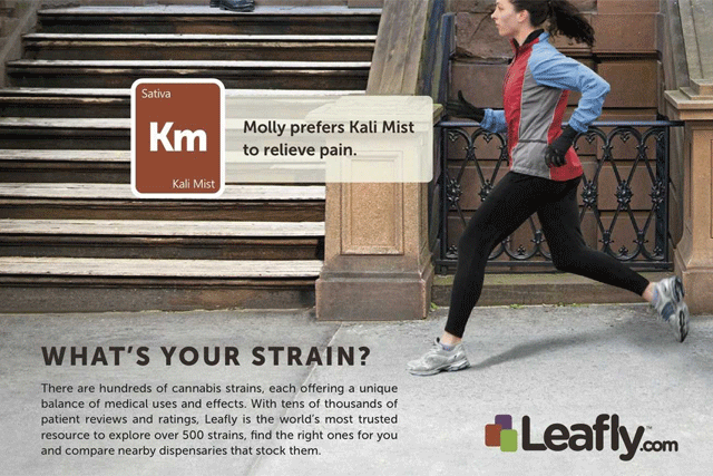 Leafly: runs ad in the New York Times