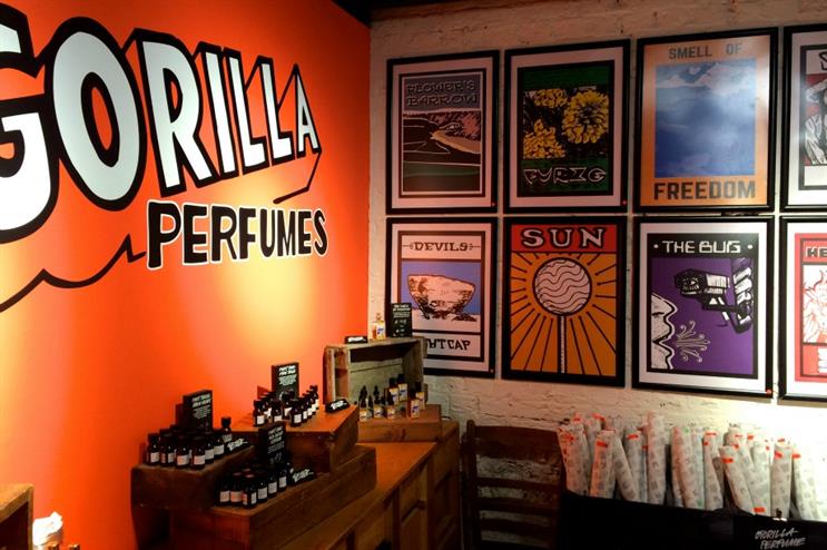 The installation shines the spotlight on two Gorilla Perfumes fragrances