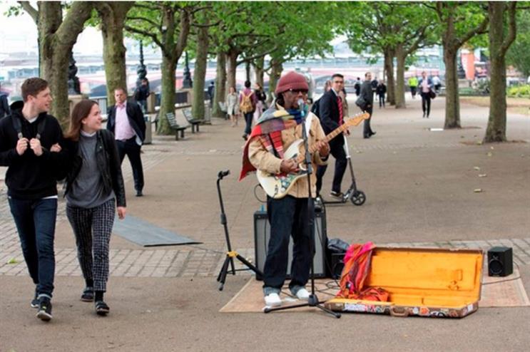 Nile Rodgers busked on the South Bank this morning (22 June)