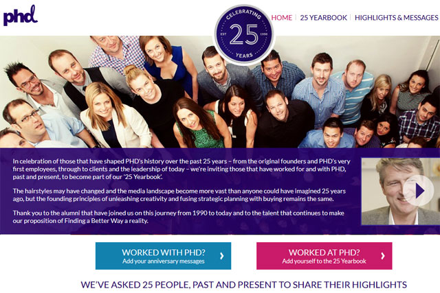 PHD: agency marks its 25th year with anniversary microsite