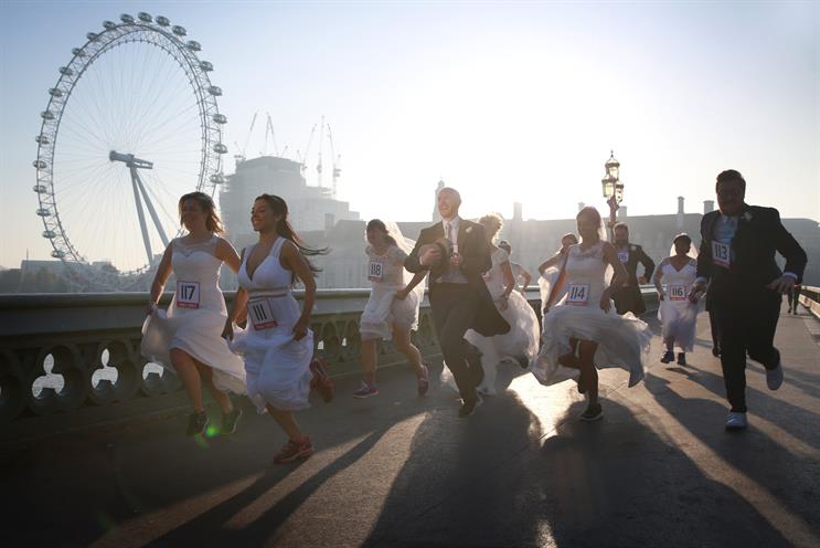 Pimm's hosts race for brides and grooms in wedding attire