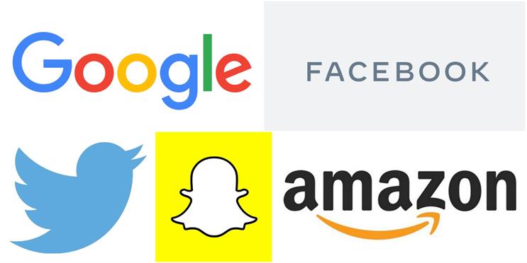 Google, Amazon, Twitter, Snapchat and Amazon