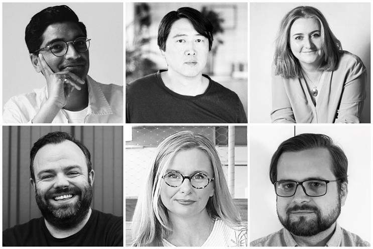 Clockwise from top left: Hitchcock, Lee, Wardell, Komanicky, De la Fosse, Oatly campaign