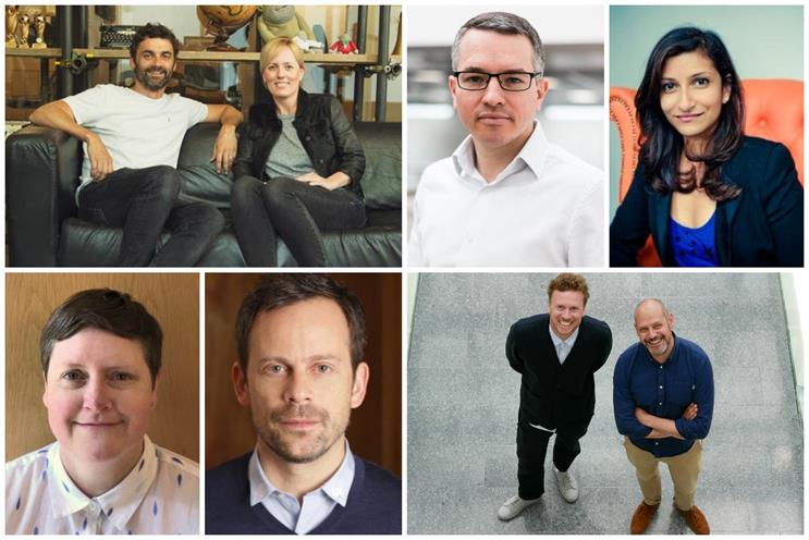 Clockwise from top left: AnalogFolk CEO Bill Brock, Watson, Mackenzie, Majumdar, Fulford, Crosbie, Campopiano and Collier