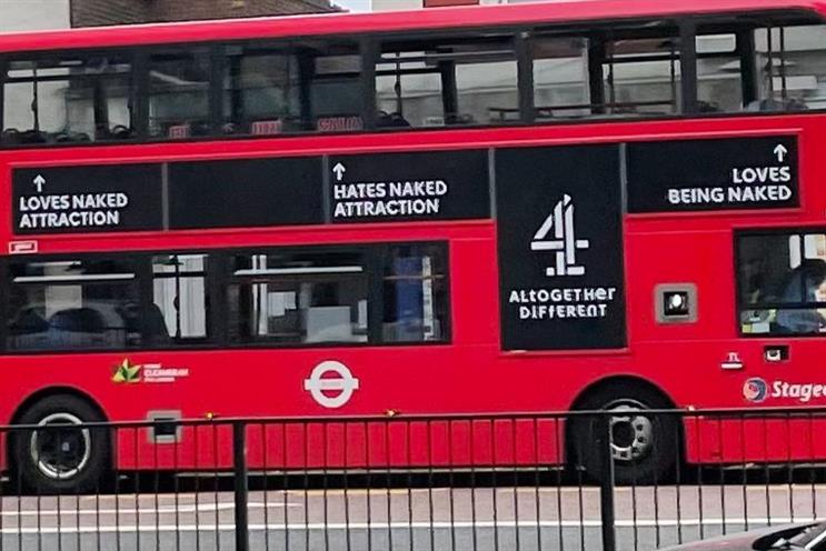 Naked Attraction: ad for Channel 4 show was seen on a London bus (Photo: Tracey King @tkingdot)