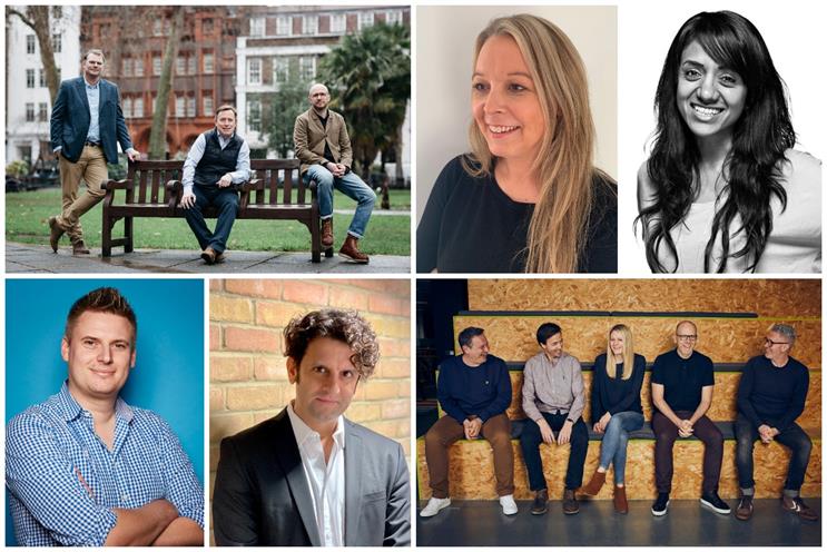 Clockwise from top left: Newton, Temple, Smith, Carreau, Vithlani, Octopus Group, Rizwani, Bland
