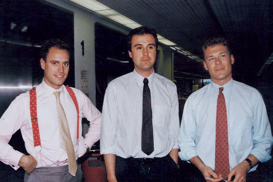 Press gang: Hayes (right) with Jonathan Wilson (centre) and Simon Daglish (left) at The Telegraph in 1989