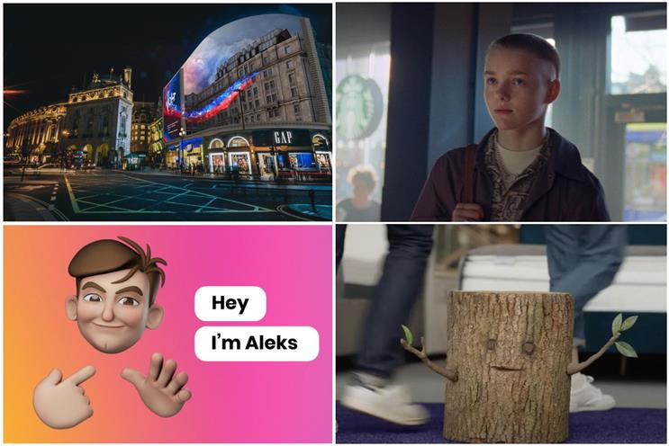 Clockwise from top left: Virgin Media O2, Starbucks, Dreams and Giffgaff