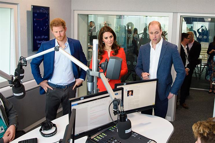 Royals: Prince Harry, left, alongside the Duchess and Duke of Cambridge