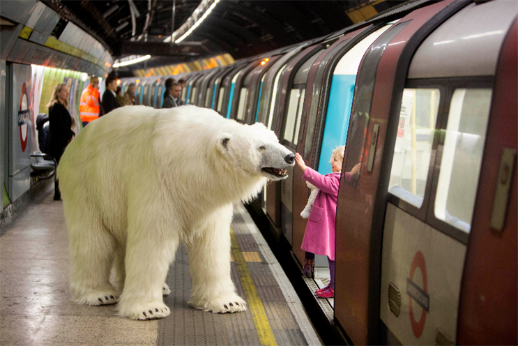 Giant polar bear unleashed in London for Sky Living stunt