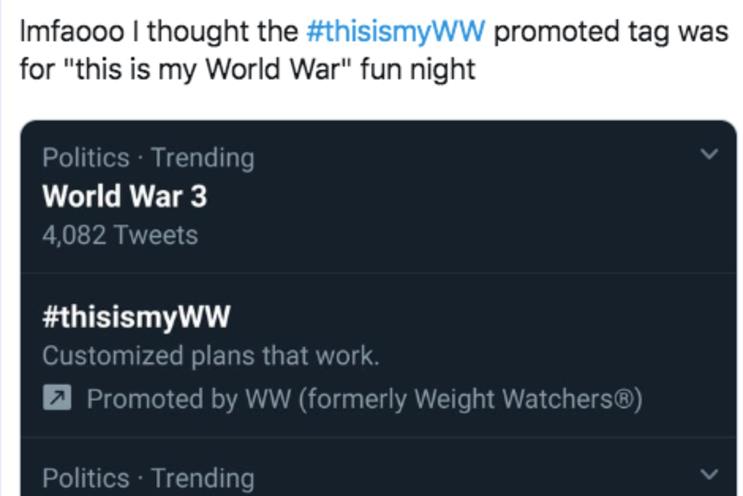 WW: Twitter users have poked fun at timing of promoted tweet