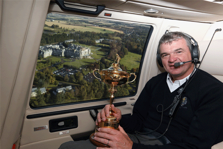 Tee time: Golfer Paul Lawrie with the Ryder cup