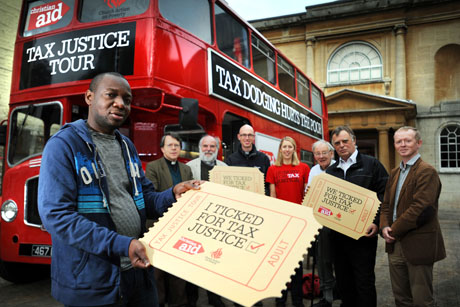 All aboard: Christian Aid campaigners in Oxford