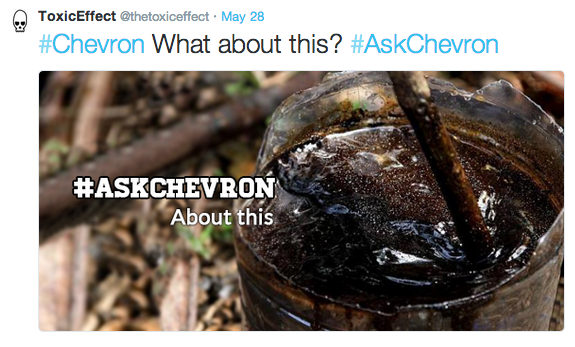 An example tweet from the #AskChevron Twitter campaign