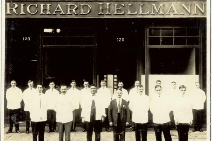 Margaret's absence is notable in this photo outside the first Hellmann's factory in New York