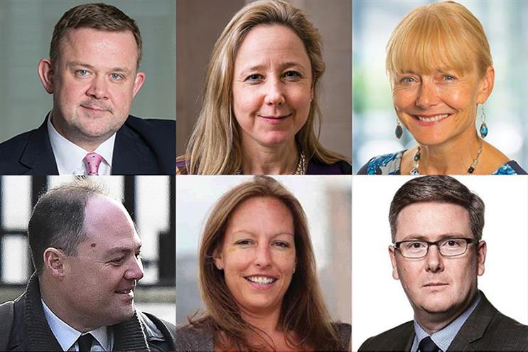 Clockwise from top left: Richard Stephenson, ex-Civil Aviation Authority; Caroline Murdoch, HS2; Aileen Thompson, HS2; Paul Vallance, Nuclear Decommissioning Authority; Julie King, HS2; and James Slack, Downing Street