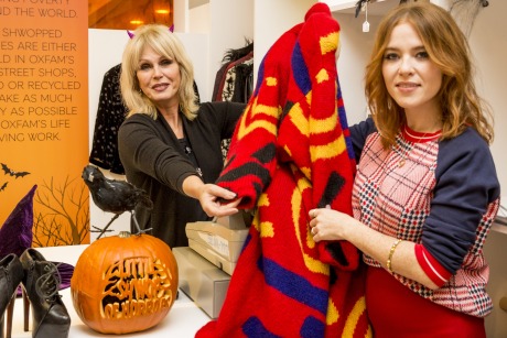 Joanna Lumley and Angela Scanlon: at the pop-up Halloween Shwop Shop