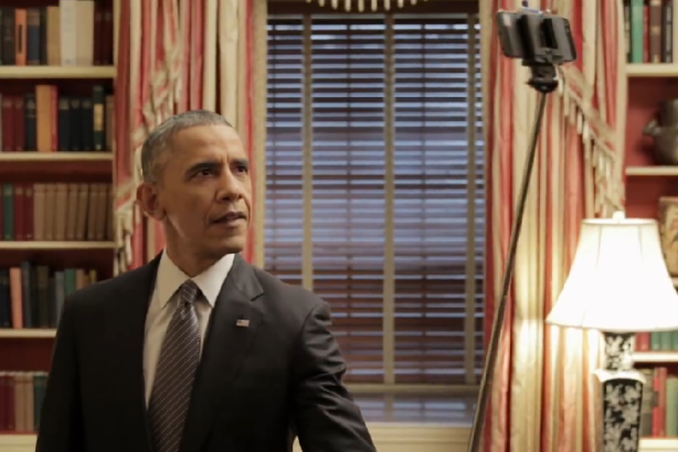 Obama grabs a selfie stick to promote Healthcare.gov