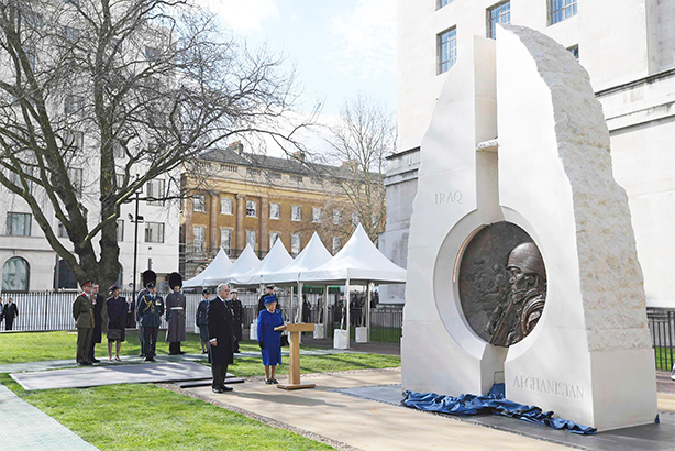 The Queen  and Prince Philip attend the unveiling of the new memorial on 9 March 2017 (Pic credit: TOBY MELVILLE/WPA Rota/Press Association Images)