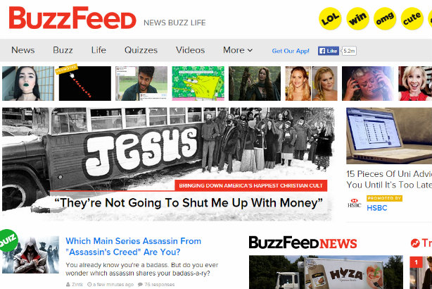 WPP deal: The US homepage of BuzzFeed this morning