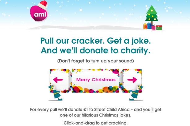 AML Christmas cracker: Will raise money for charity Street Child Africa