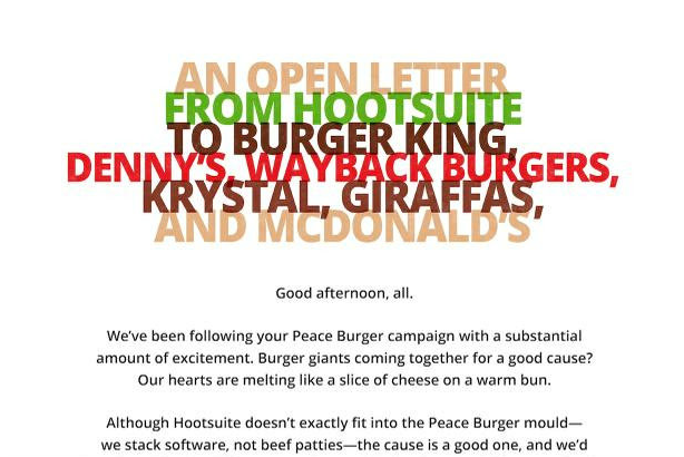 Hootsuite asks for place at the table for Burger King's McWhopper peace day stunt