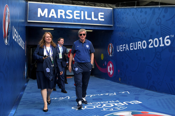 Joanne Budd and England manage Roy Hodgson at Euro 2016 (pic credit: Getty images)