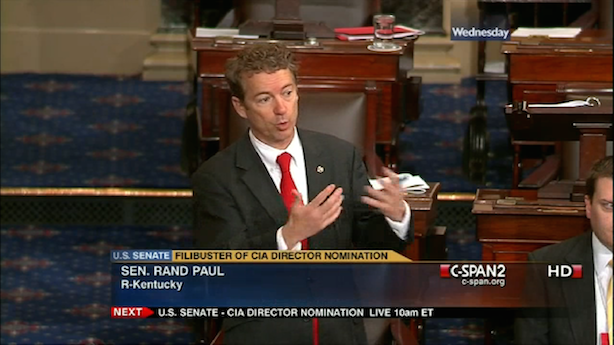 Sen. Rand Paul speaking on the Senate floor. (Image via Wikipedia commons)
