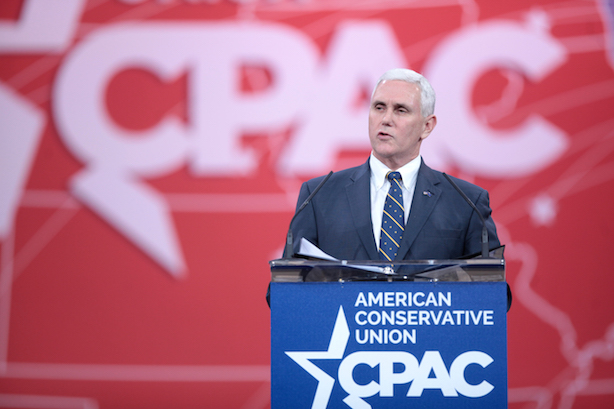 Indiana Governor Mike Pence, speaking at CPAC's conference. (Image via Wikipedia). 