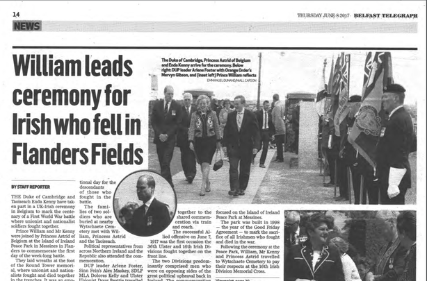 Coverage of the event in the Belfast Telegraph