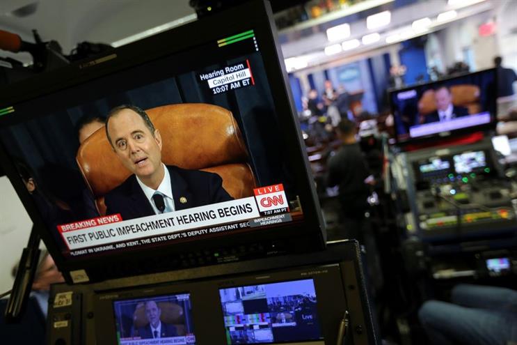 This week's launch of President Trump's impeachment inquiry attracted wall-to-wall TV coverage. (Pic: Getty Images).