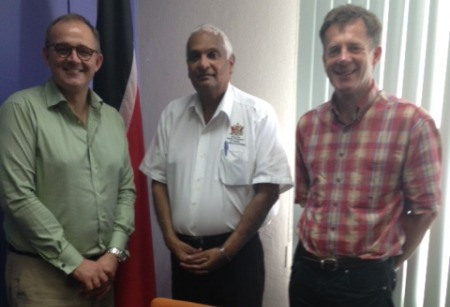 New brief: Fortitude's Paul Baverstock (left) and Robert Nuttall (right) with minister Winston Dookeran