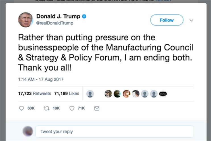 Trump 'fires' business leaders after mass exodus