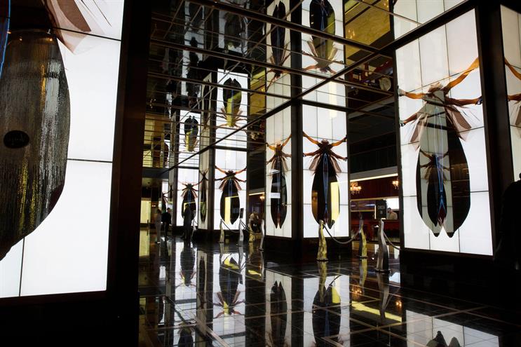 The lobby of the Cosmopolitan hotel in Las Vegas, for which Digital Kitchen won the 2011 Cannes Grand Prix Award.
