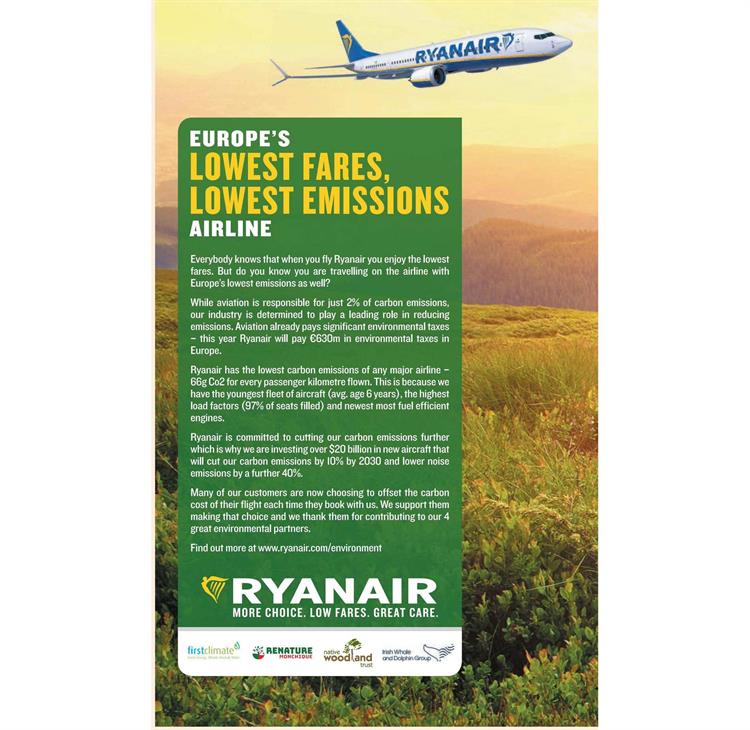 Ryanair Ads Banned Over 'lowest Emissions' Claim | Campaign US