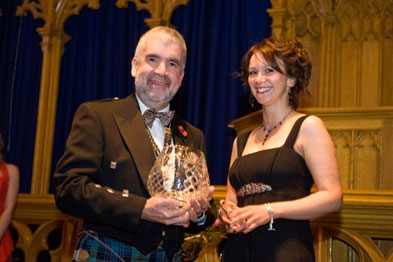 RCGP Scotland chairman Dr Ken Lawton (left) awarding Dr Canning her prize