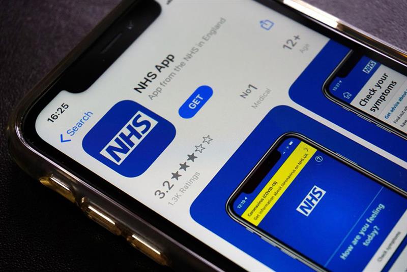The NHS App in the Apple App store on a smart phone