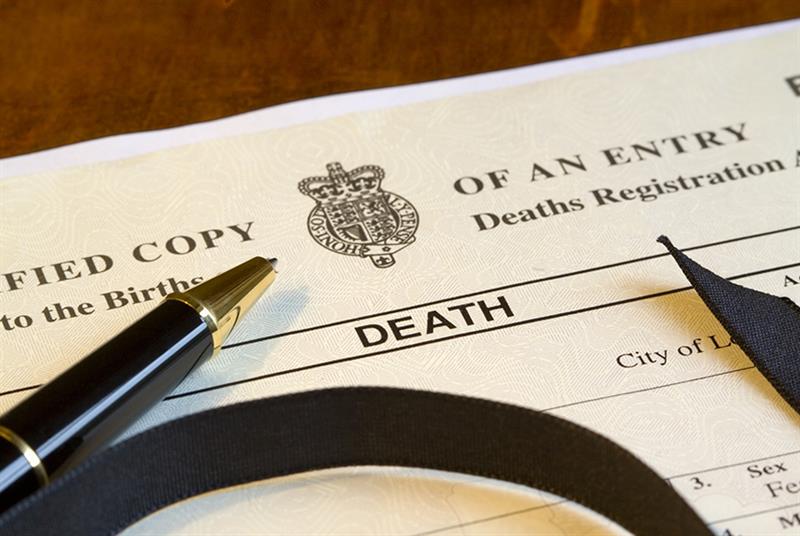 A UK death certificate