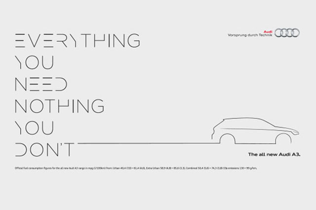Audi challenges rivals with 'uncluttered' ad claim