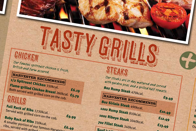 Menu deals at harvester